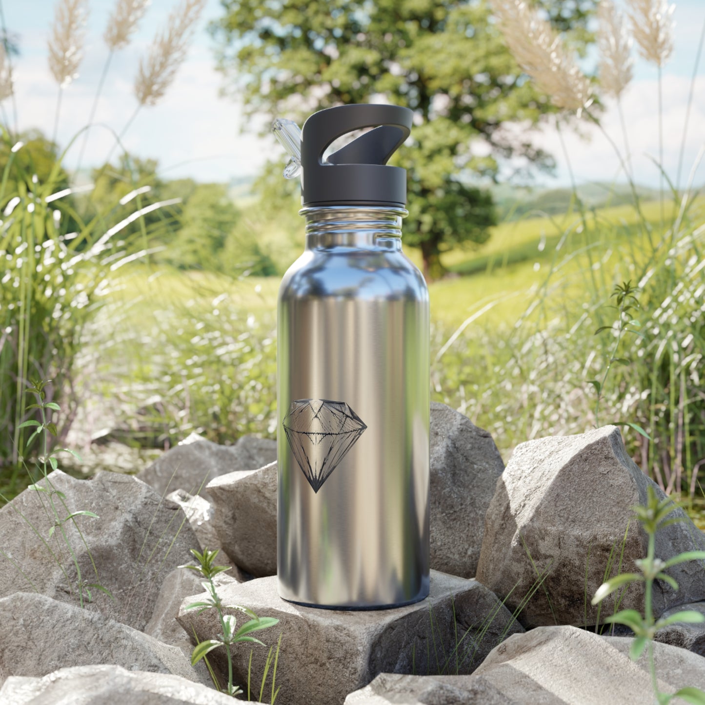 Eco-Friendly Stainless Steel Water Bottle with Straw | Essential Hydration 590ml
