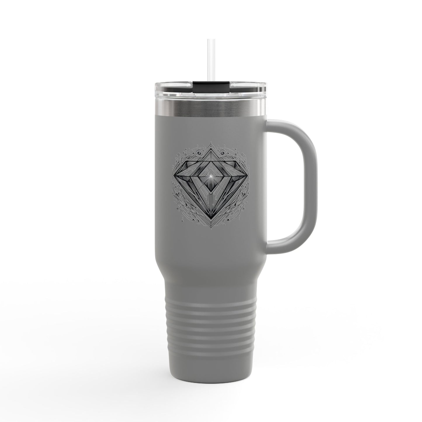 Elegant insulated travel mug with diamond design - 40 oz