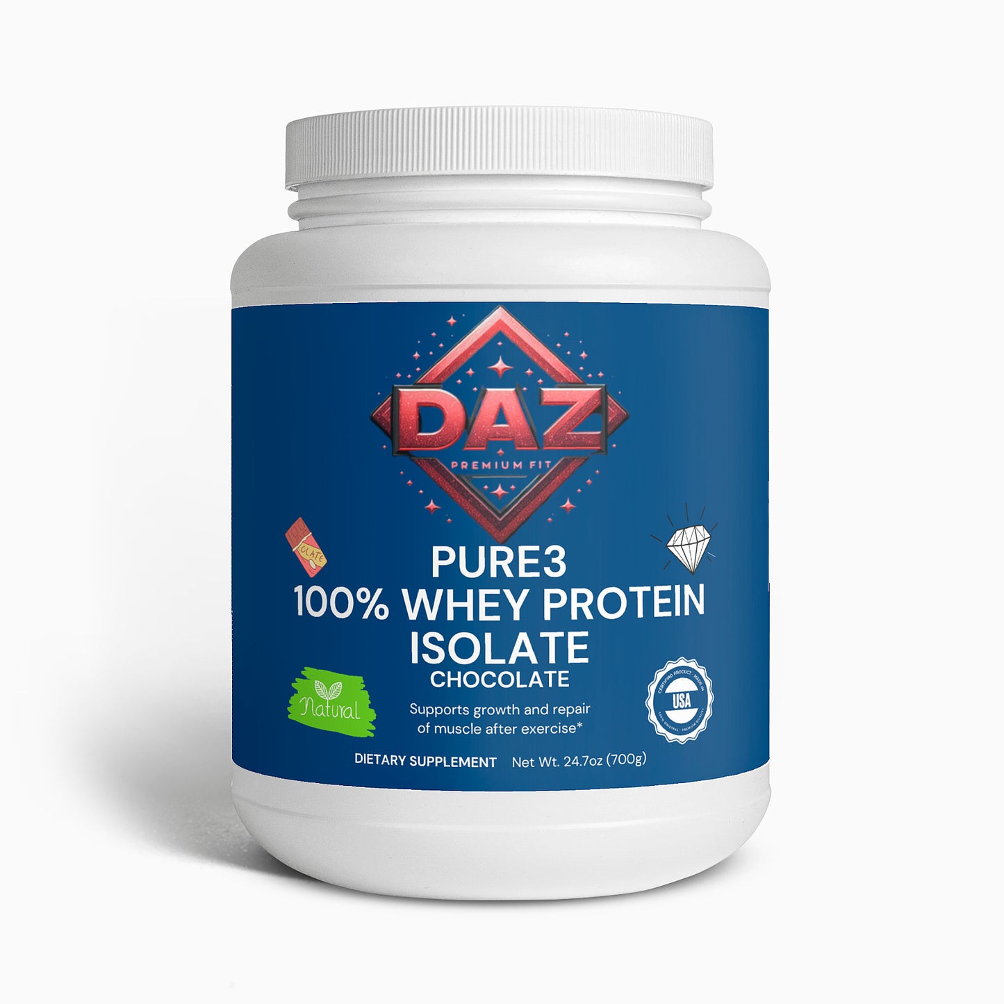 Pure3 100% Whey Protein Isolate DAZ Premium Fit (Chocolate)