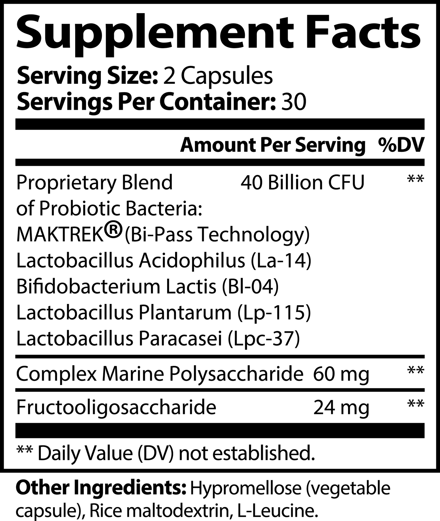 Probiotic 40 Billion DAZ Premium Fit with Prebiotics