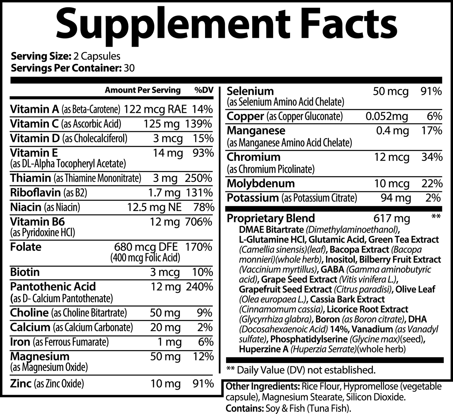 DAZ Premium Fit Nootropic Brain and Focus Formula