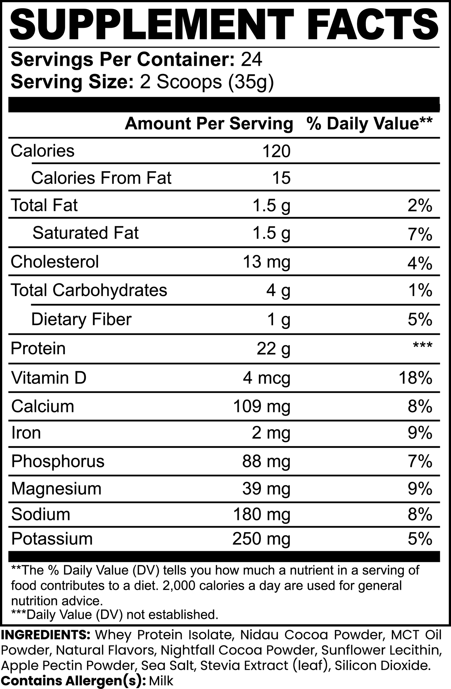 DAZ Premium Fit Advanced 100% Whey Protein Isolate (Chocolate)