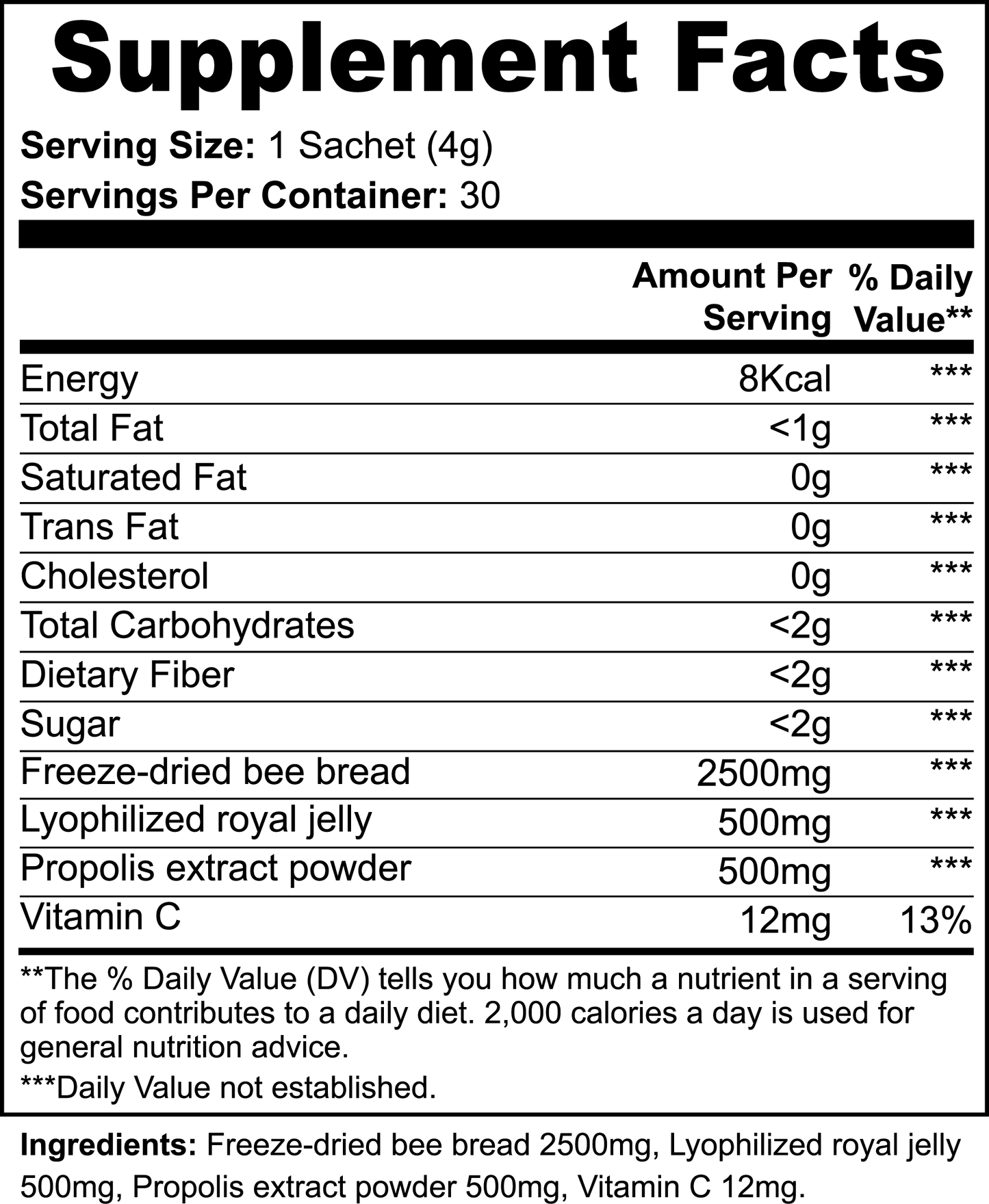 DAZ Premium Fit Beebread Powder