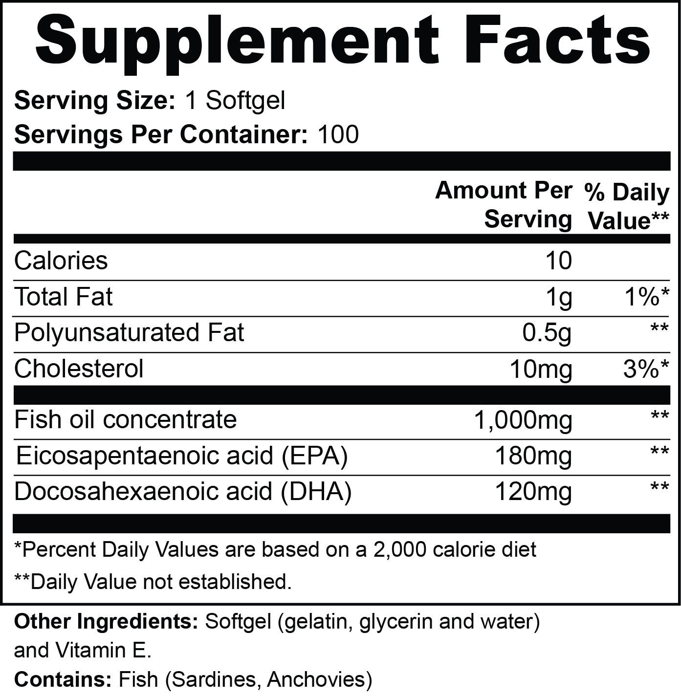 Omega-3 EPA 180mg + DHA 120mg DAZ Premium Fit