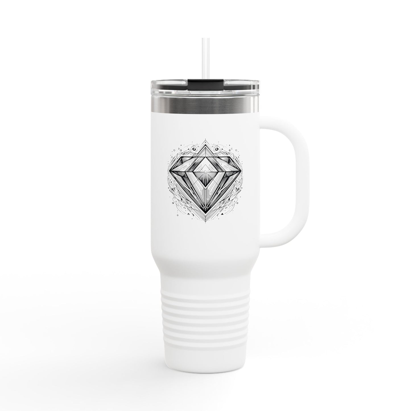 Elegant insulated travel mug with diamond design - 40 oz