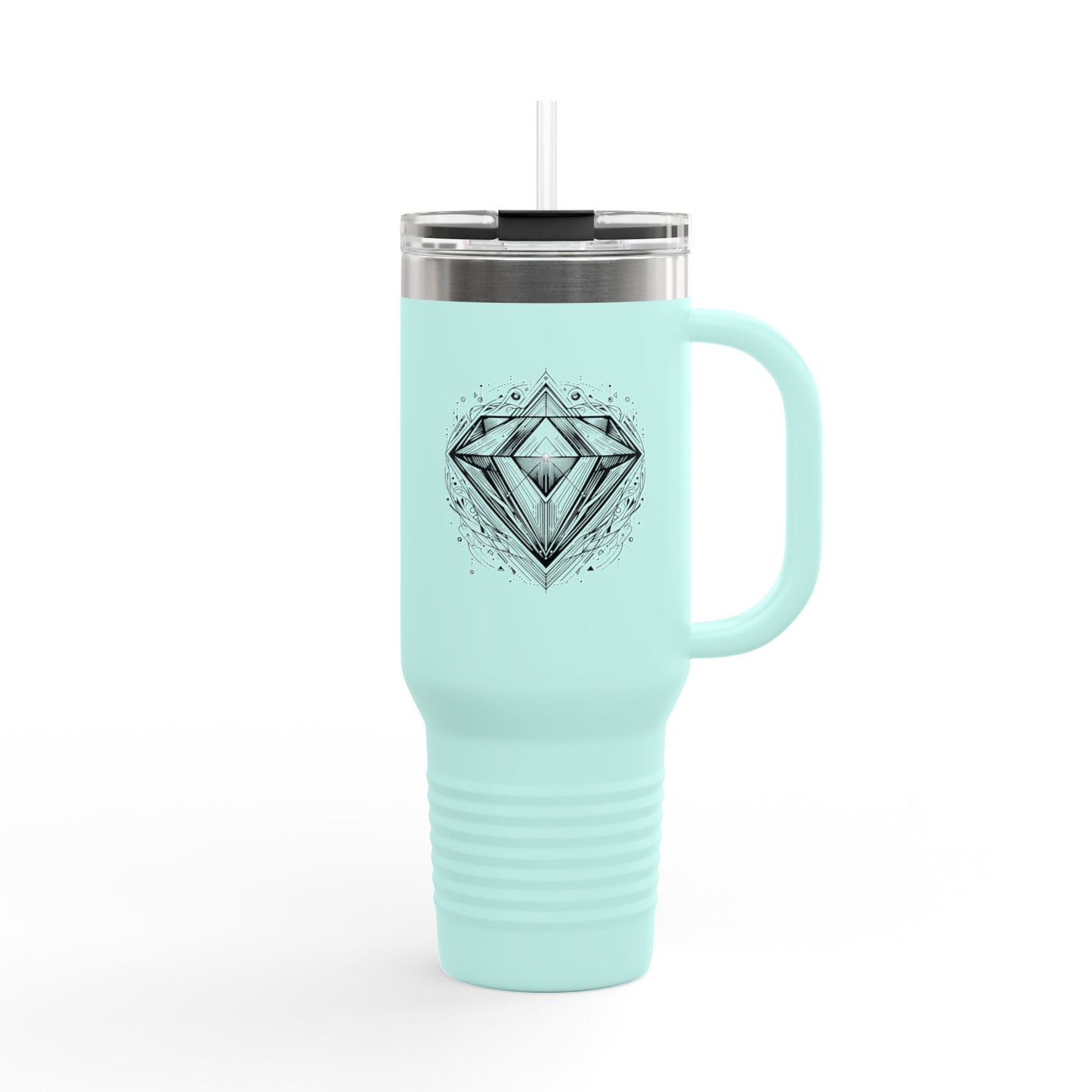 Elegant insulated travel mug with diamond design - 40 oz