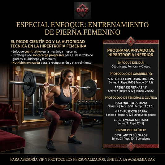 Biomecánica del Entrenamiento Inferior Femenino: Protocolo para Cuádriceps, Femoral y Glúteo