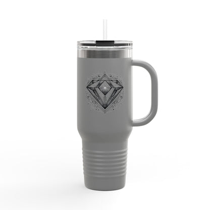 Elegante taza de viaje con aislamiento y diseño de diamantes - 40 oz