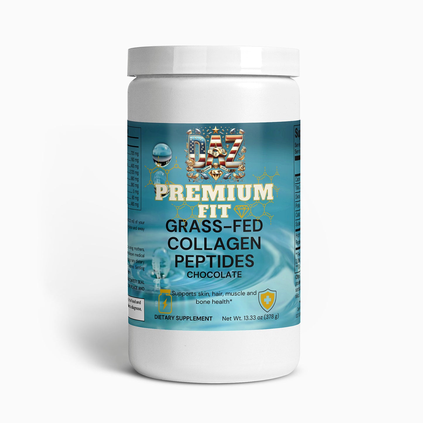 DAZ Premium Fit Grass-Fed Collagen Peptides Powder (Chocolate)