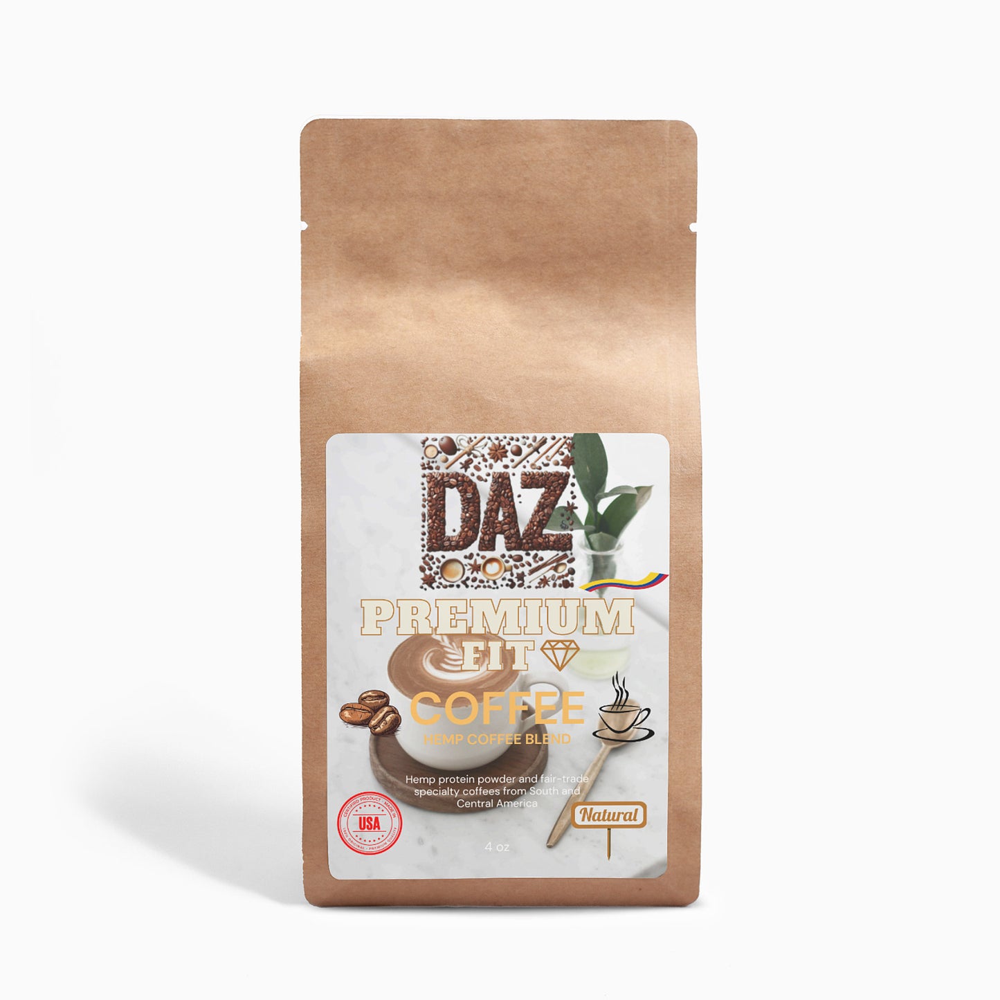 Mezcla de Café de Cáñamo DAZ Premium Fit - Tostado medio 4oz