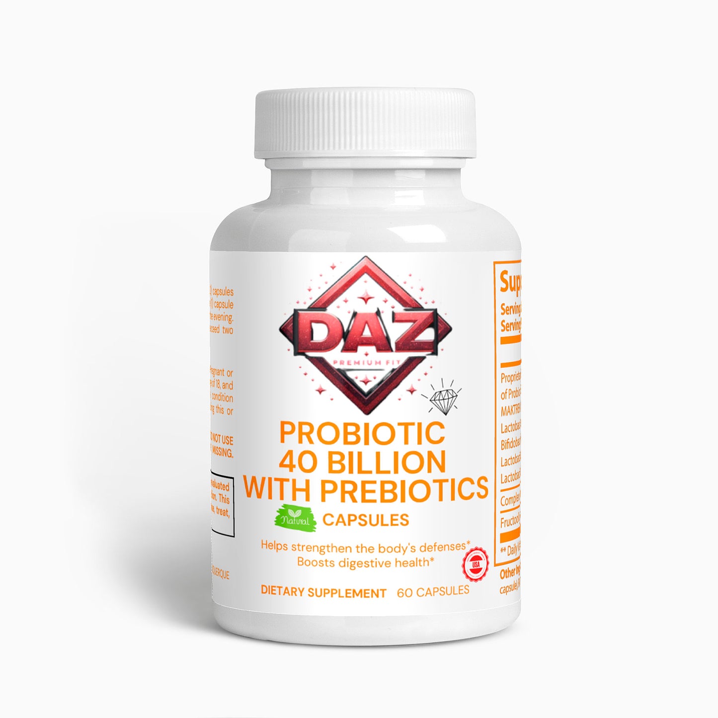 Probiotic 40 Billion DAZ Premium Fit with Prebiotics