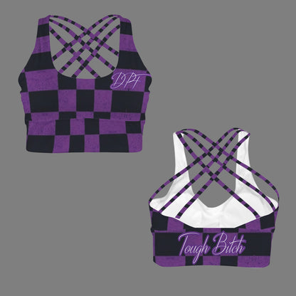 DPF Violette | Plaid sports bra with a cross-back design