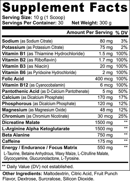 Pre-entrenamiento de choque nítrico DAZ Premium Fit(ponche de frutas)