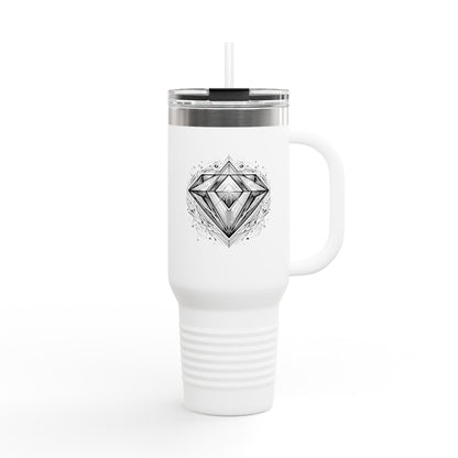 Elegante taza de viaje con aislamiento y diseño de diamantes - 40 oz