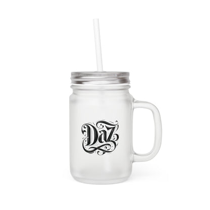 Tarro de cristal con diseño de diamante y pajita