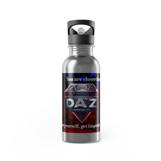 DAZ Premium Fit Stainless Steel Water Bottle with Straw, 20oz